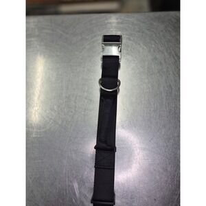 Adjustable Black Nylon Dog Collar Strap with Metal Buckle and D-Ring‎